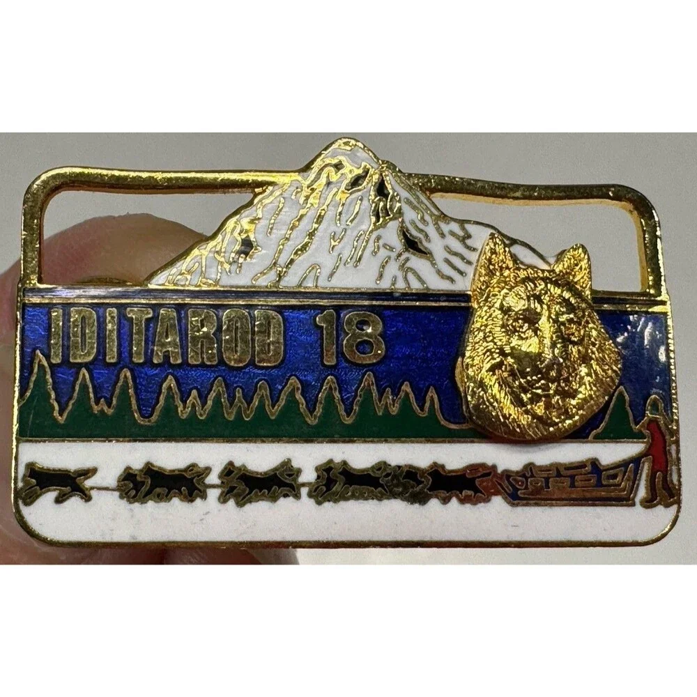 3 VTG Alaska Iditarod 18 Dog Sled Race Enamel Pin Hat Lapel Lot 1989 1990 Rare